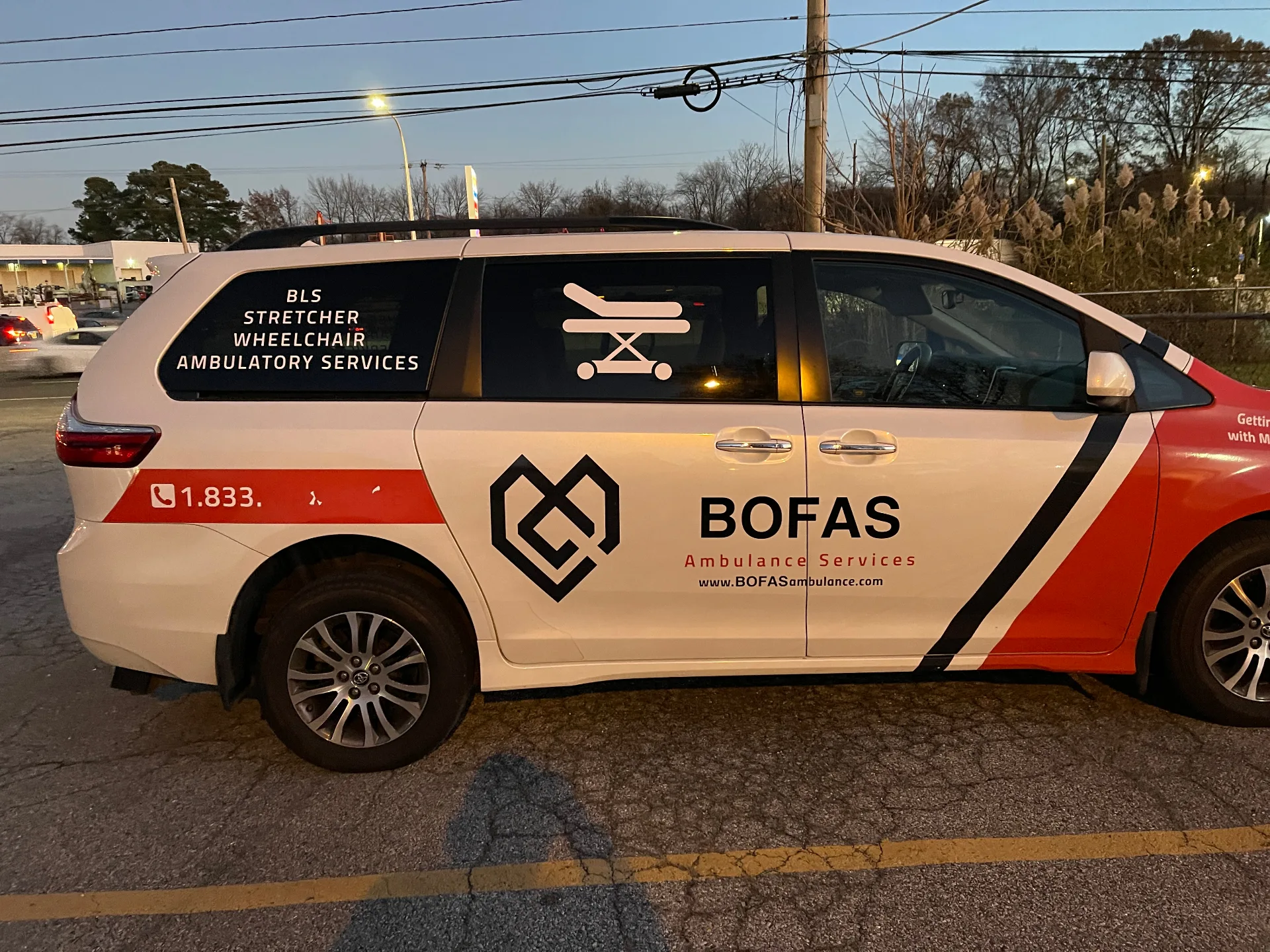 Custom graphics on BOFAS medical ambulance van in Delaware