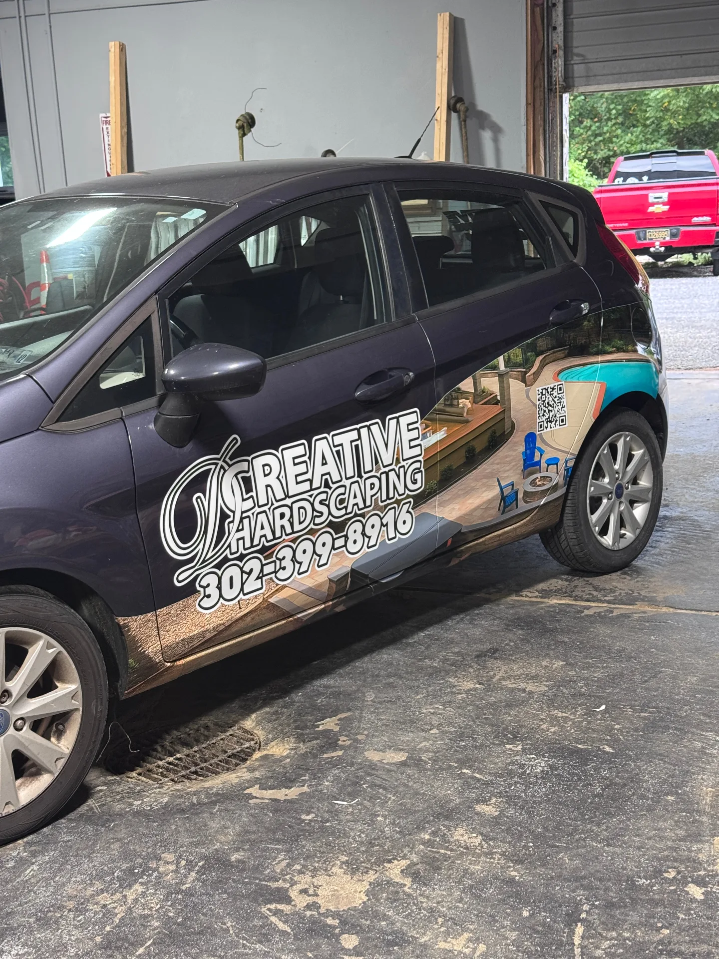 Installed commercial vehicle wrap for Creative Hardscaping in Delaware