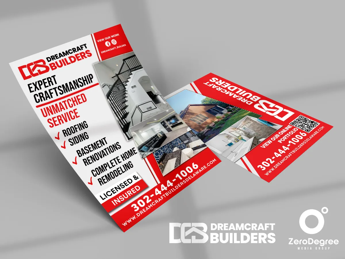 Door hanger mockup for Dreamcraft Builders in Delaware