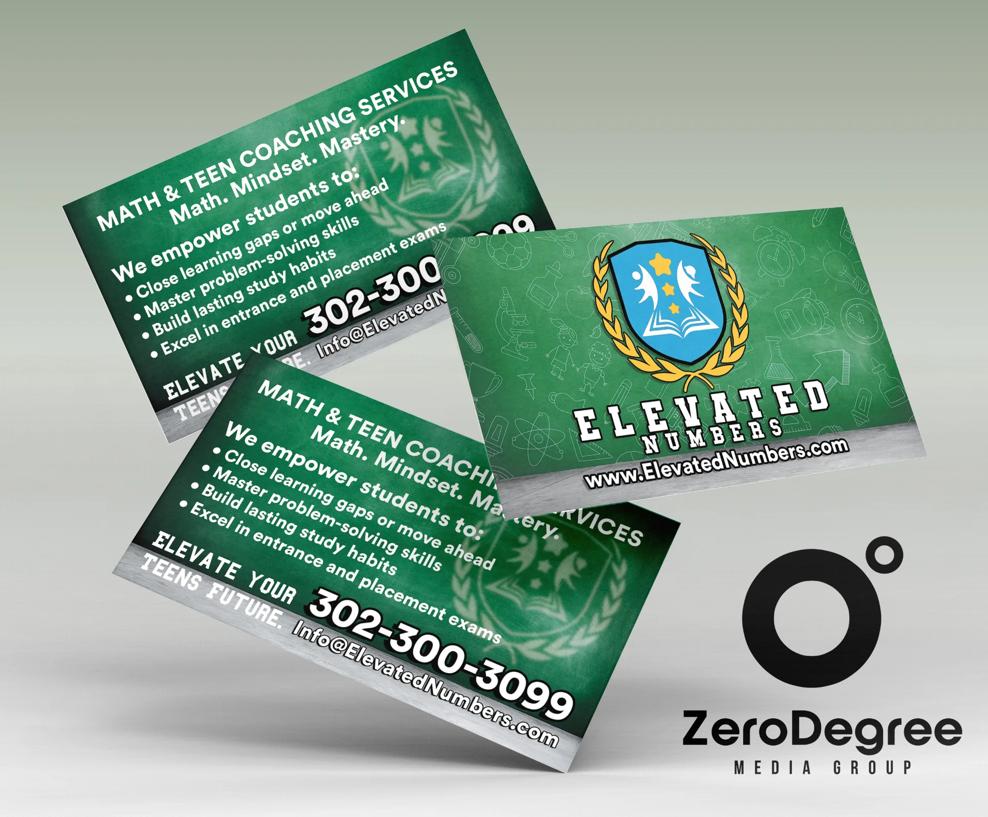 Business card mockup for Elevated Numbers in northern Delaware