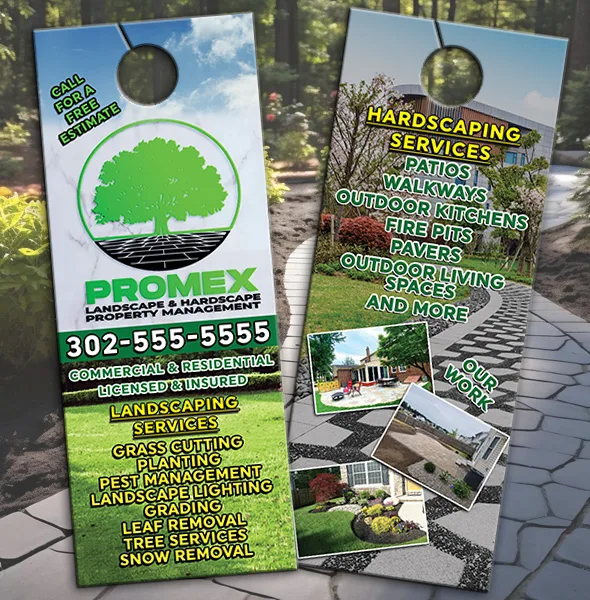 Custom door hangers for Promex services in northern Delaware