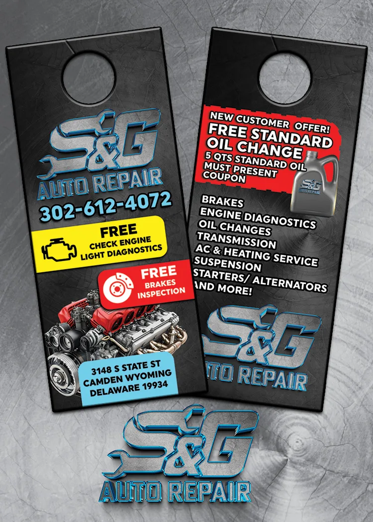 Door hanger marketing campaign for SG Auto Repair in Delaware